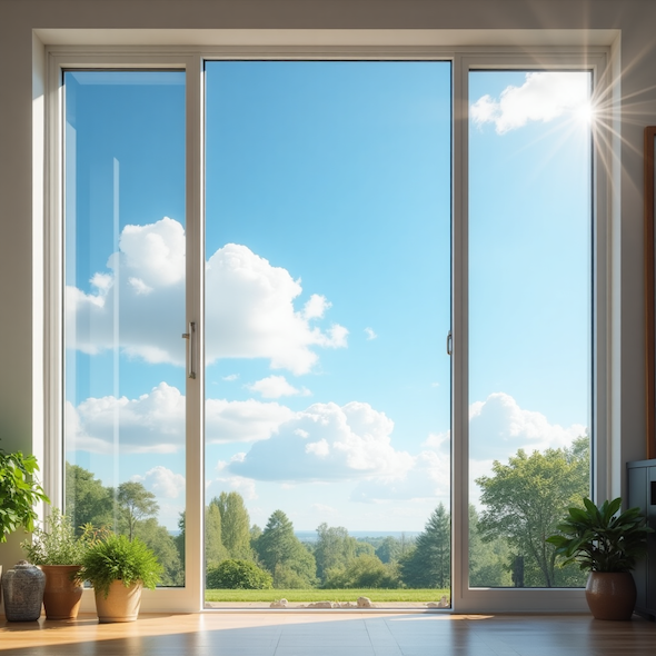 A sparkling clean residential window in Canberra with crystal 